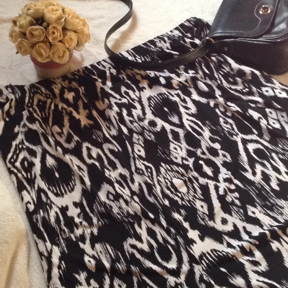 JM Collection Black & White Aztec Maxi Skirt in 2X